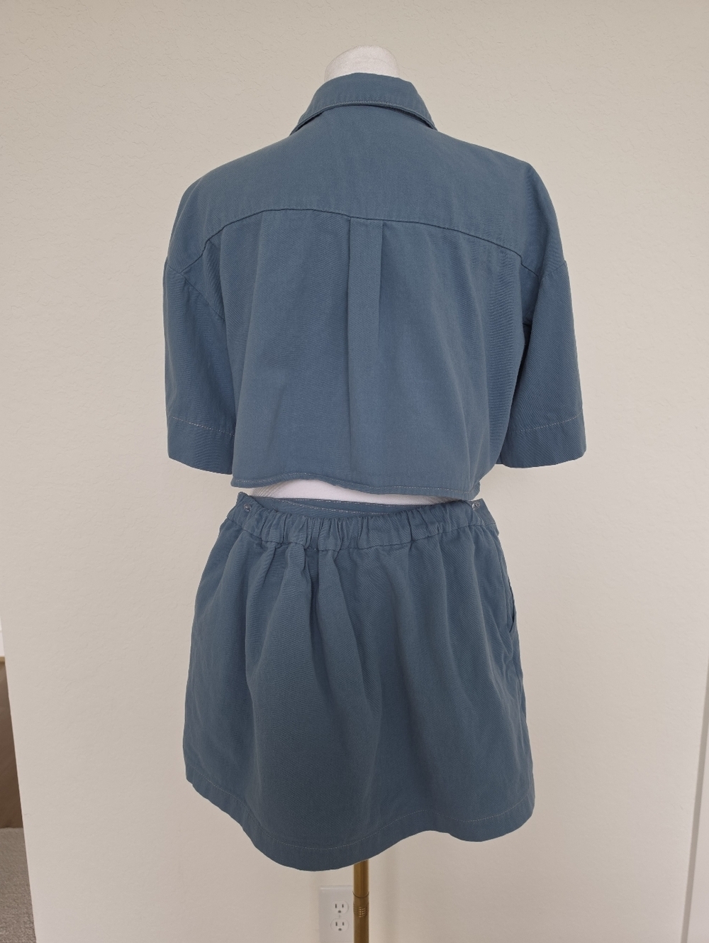 GLG Blue Utility Crop Top Skort Set Matching Two Piece Y2K Coastal Cowgirl M - Picture 4 of 12